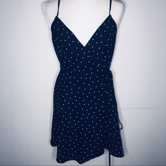 Lulu’s Jazzed Up Navy Blue Polka Dot Wrap Dress - Picture 3 of 8